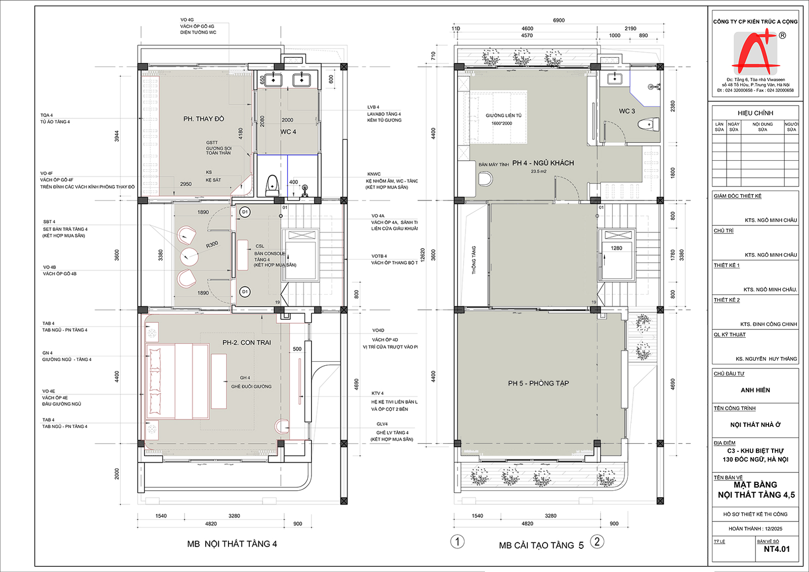Mặt bằng tầng 4 và tầng 5